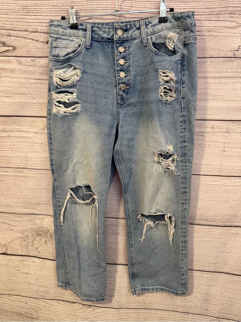 Women’s Vervet High Rise Distressed Straight Leg Button Fly Jeans Size 30